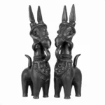 Terracotta Bankura Horse Pair, 12 inch, Black, Handcrafted Showpiece