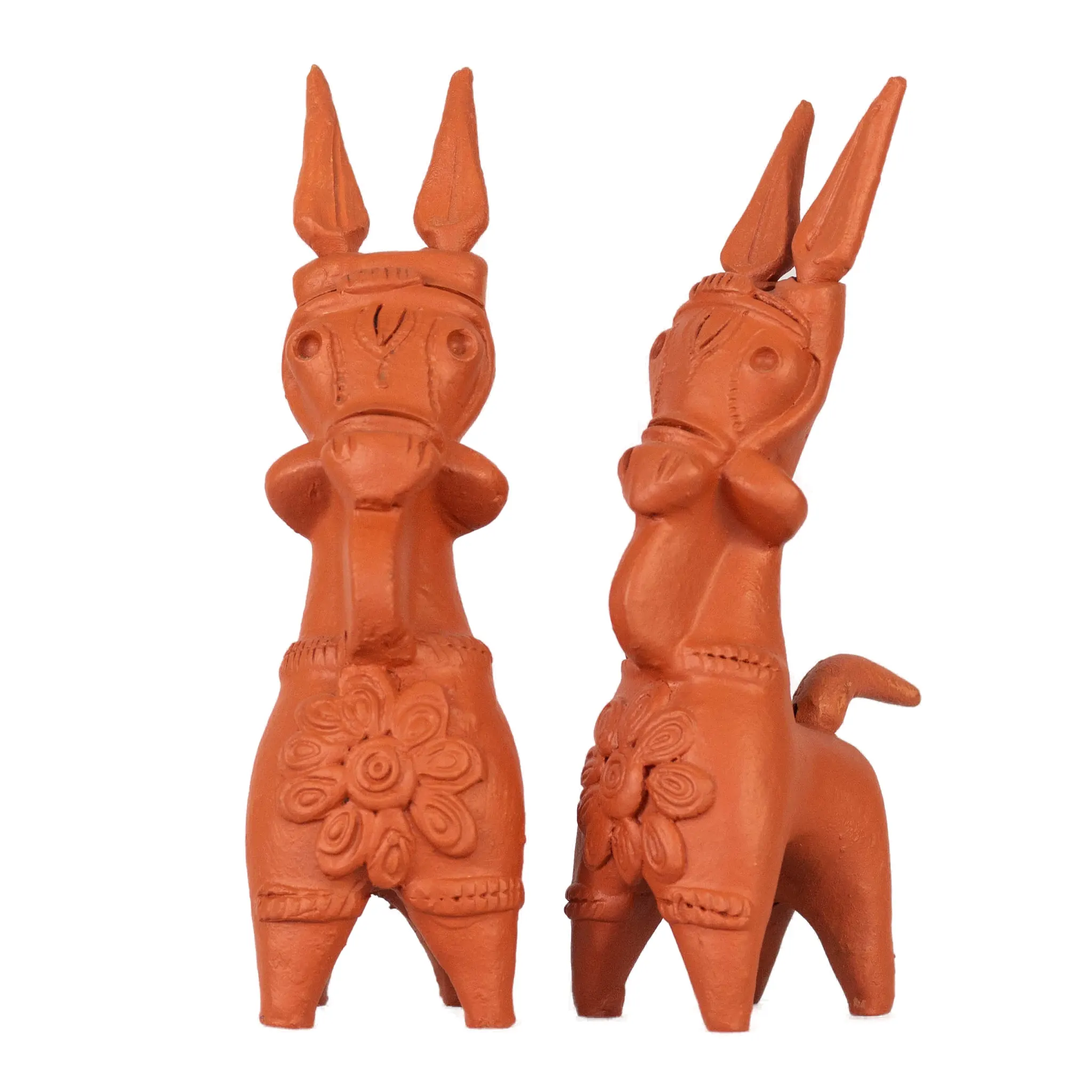 Terracotta Bankura Horse Pair, 7 inch, Handcrafted Showpiece