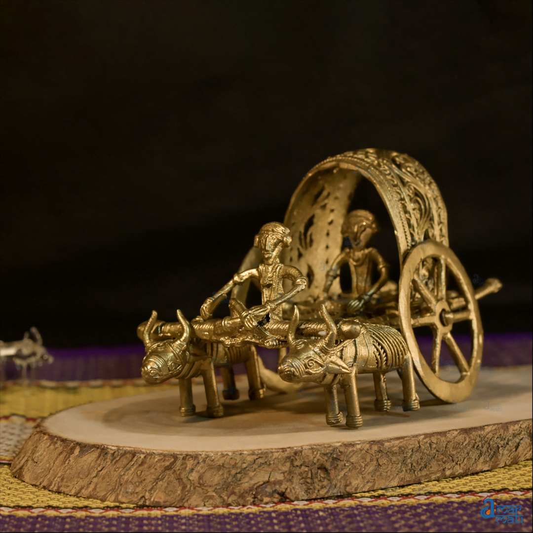 Dhokra Craft Bullock Cart, Handcrafted, Brass, Showpiece