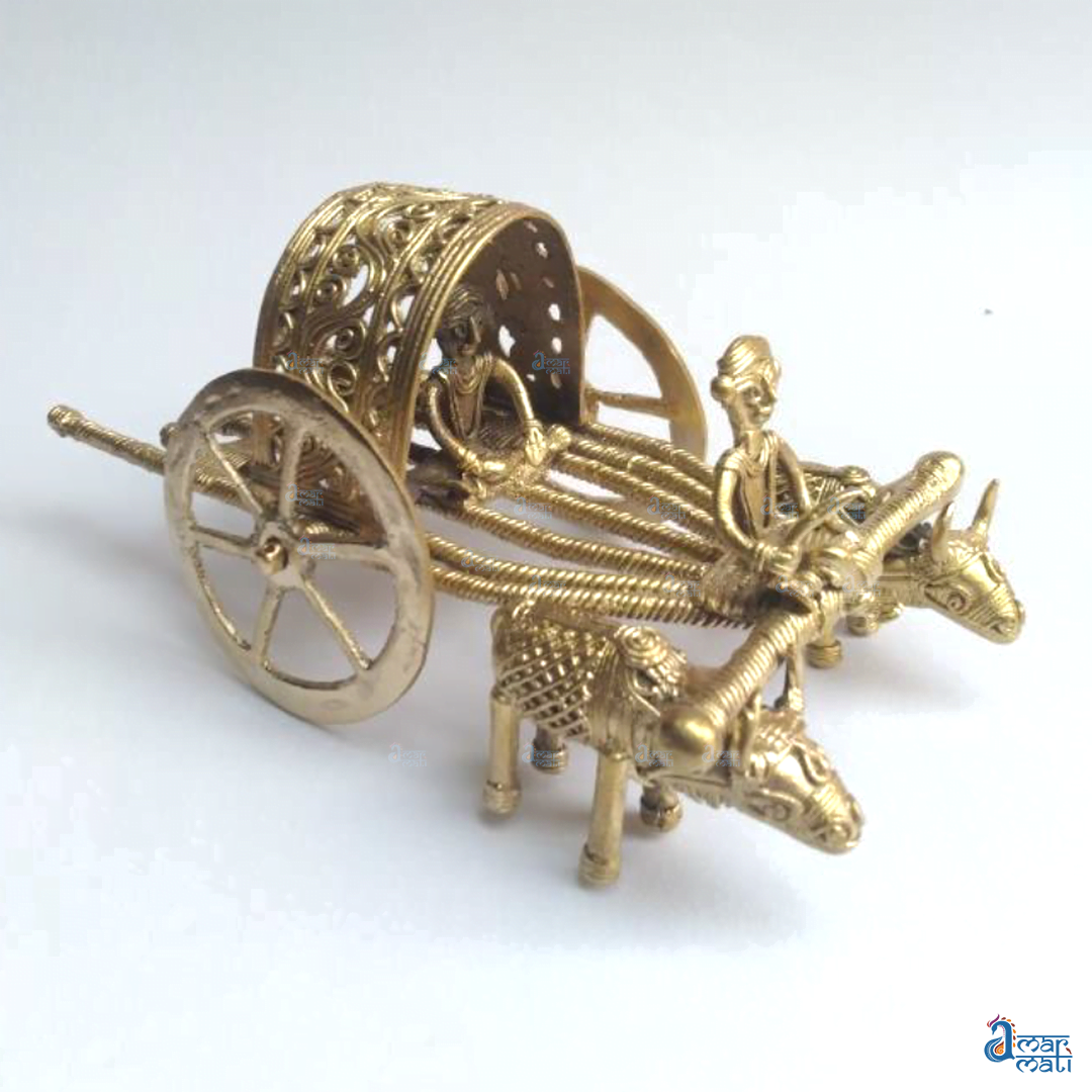 Dhokra Craft Bullock Cart, Handcrafted, Brass, Showpiece