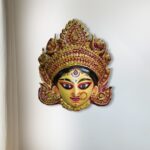 Durga Mask, Purulia, Clay, Paper Pulp, Red, Small, Handmade Wall Hanging