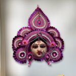 Durga Chhau Mask, Purulia, Premium, Paper Pulp, Pink-Silver, Handmade Wall Hanging