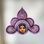 Durga Chhau Mask, Purulia, Premium, Paper Pulp, Pink-Silver, Handmade Wall Hanging