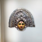 Durga Chhau Mask, Purulia, Medium, Paper Pulp, Silver, Handmade Wall Hanging