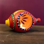 Terracotta Shankh Shaped Tealight Holder, Red, Handmade & Hand Painted