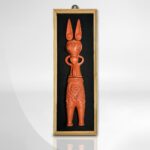 Terracotta Bankura Horse Frame, Black, 17 inch x 6 inch, Handcrafted Wall Hanging
