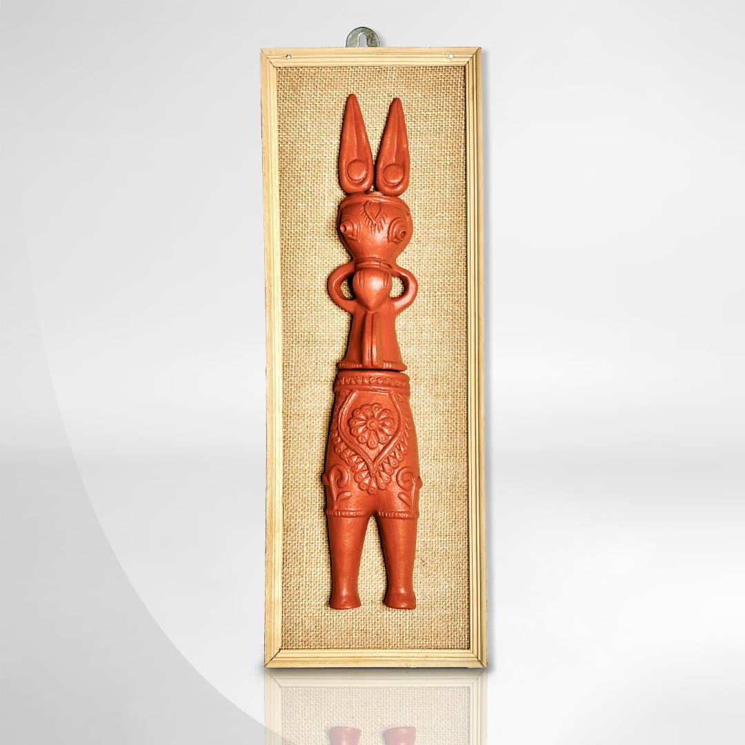 Terracotta Bankura Horse Frame, Jute, 17 inch x 6 inch, Handcrafted Wall Hanging