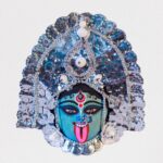 Kali Chhau Mask, Purulia, Small, Paper Pulp, Silver, Handmade Wall Hanging