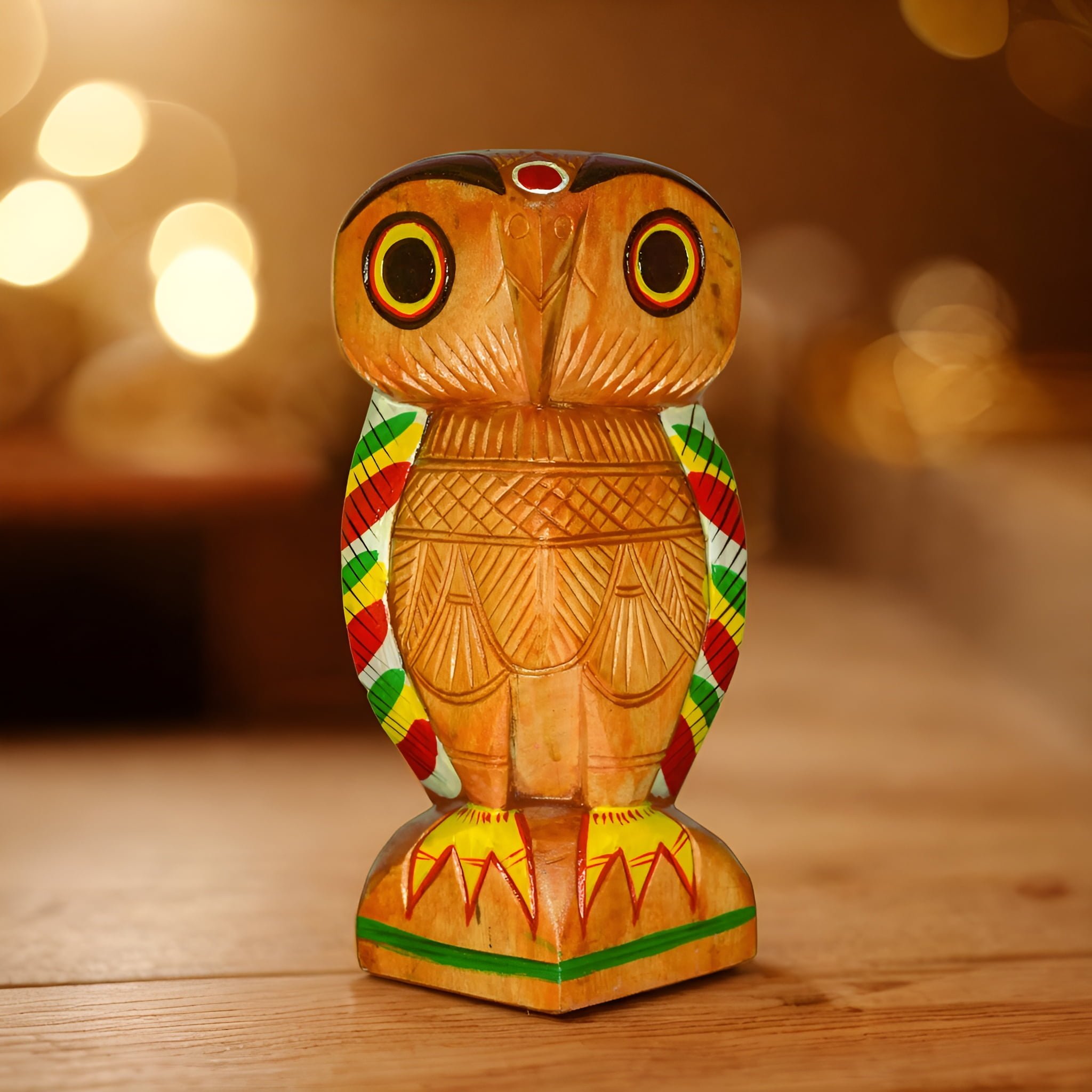 Wooden Owl Doll Carving 12 inch-Natungram Burdwan- Handcarved Unique Decorative Showpiece (Wood, Livingroom, Showpiece, Gift, Decor, Home Decor)
