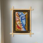 Terracotta Hara Gouri in Wooden Frame, Handmade & Hand Painted Wall Hanging