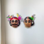 Tribal Mask Pair, 6 inch, Paper Pulp, Purulia, Handmade Wall Hanging