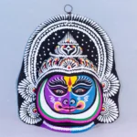 Kathakali Face Mask, 9 inch, Blue-Violet, Paper Pulp, Purulia, Handmade Wall Hanging